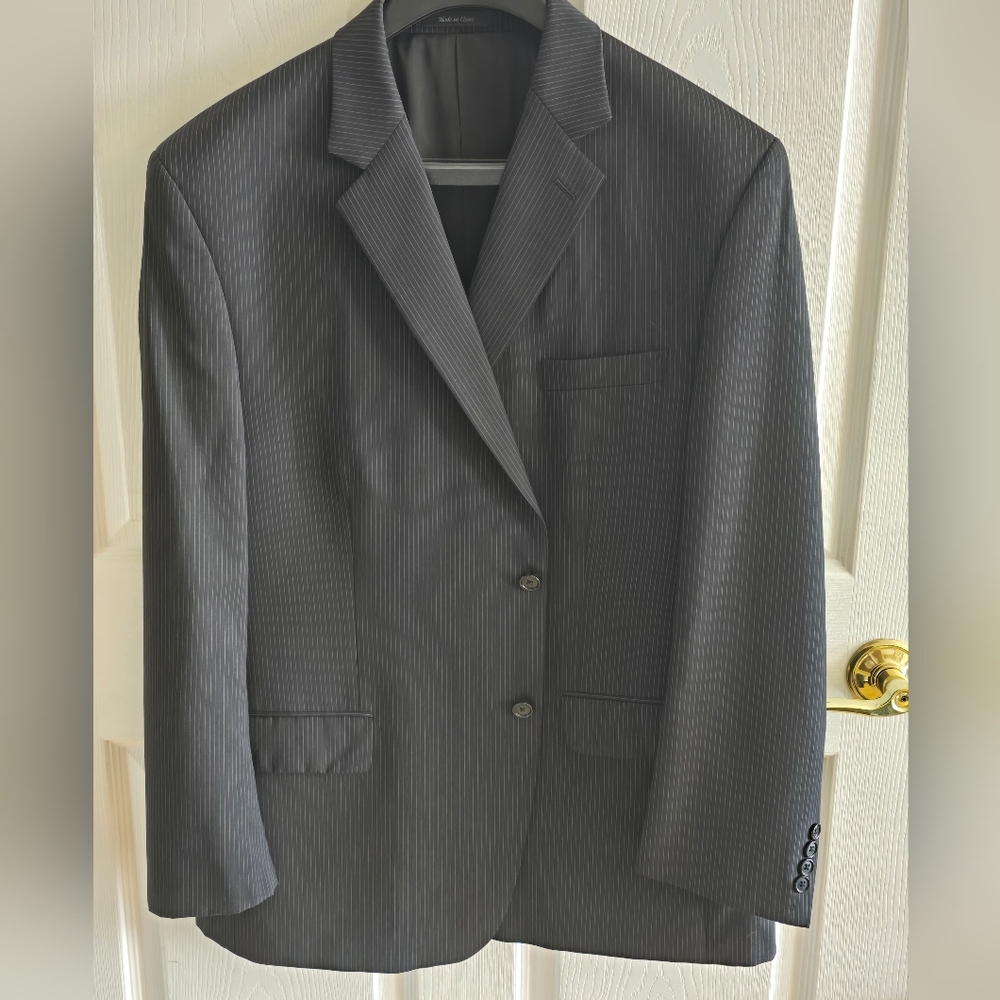 Calvin Klein Black Suit Classic Wool-Blend Structured